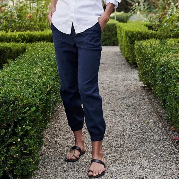 Frank & Eileen JAMESON Utility Jogger LINEN Sweatpant Size: 10 Navy - Picture 1 of 16